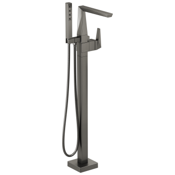 Trillian Grifería Tina Lumicoat Montaje al Suelo con Ducha de Mano Black Stainless